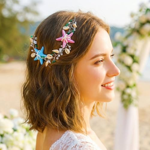 Brishow Mermaid Headband with Starfish & Seashells - Ocean Hair Vine