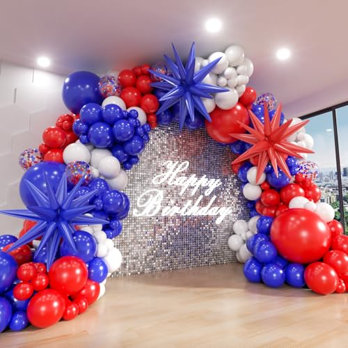 Red White Blue Balloon Arch Kit - 140 Pcs for 4th of July Parties