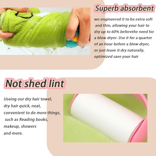 iNelihoo Pink Fox Kids Hair Towel Wrap - Absorbent, Quick-Dry Turban for Girls 0-9