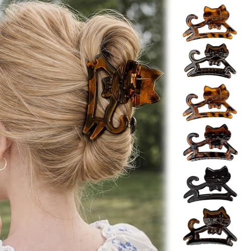 6-Pack Cute Cat Claw Clips for Fun Hair Styling - Cheetah Print