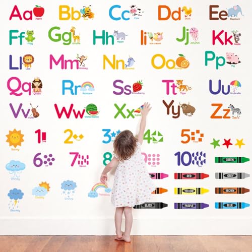 AOWDIAO Educational Wall Decals for Kids - Alphabet, Numbers & Animals