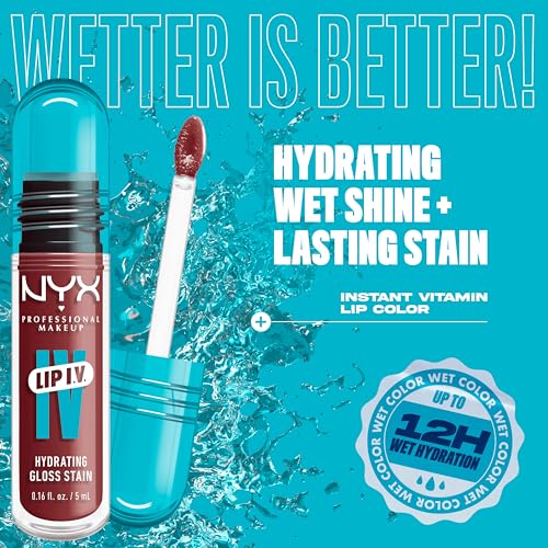 NYX Lip IV Hydrating Glossy Lip Stain - Drippin In Rose, 12HR Hydration