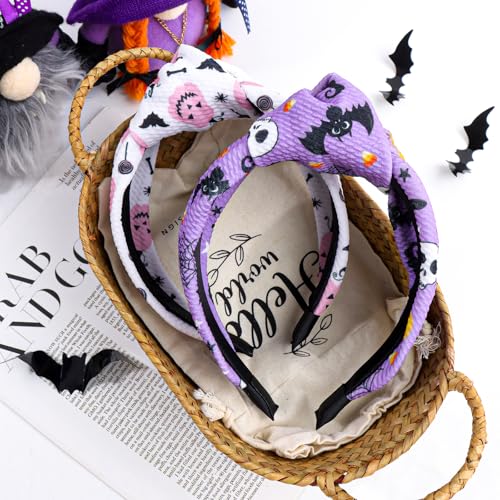 YanJie Halloween Headbands - 14-Variation Women’s Pumpkin, Spider & Ghost Wide Headbands