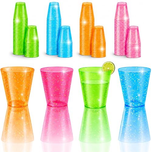 Stumbelina 100 Count Neon Sparkle 1 oz Plastic Shot Glasses