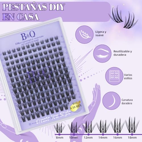 B&Qaugen B03 Wispy Eyelash Clusters Kit - 156PCS Makeup Set