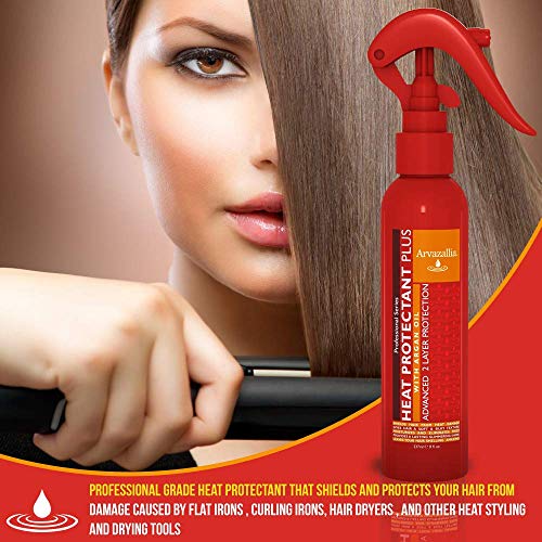 Arvazallia Heat Protectant Spray with Argan Oil - Frizz Control & Shine