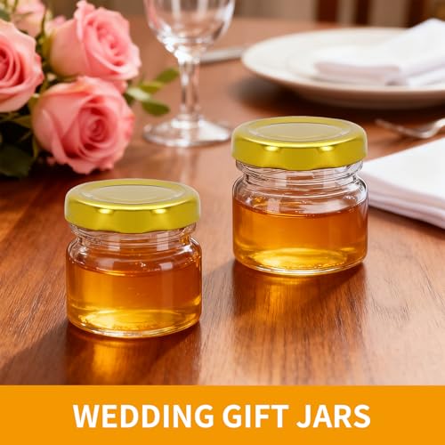 1oz Mini Glass Jars with Lids for Honey, Spices & Crafts
