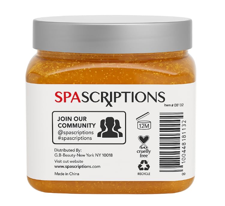 SpaScriptions Turmeric & Collagen Sugar Scrub - 21 oz Brightening Exfoliator for Dull Skin