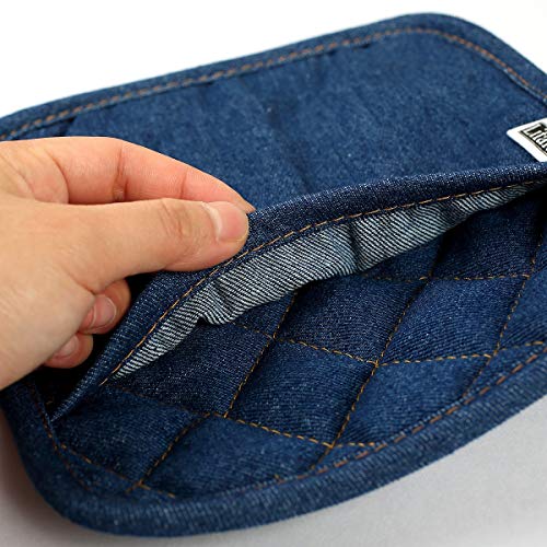 Lifaith 8-Inch Denim Potholders Set of 3 | Heat Resistant Cotton Hot Pads