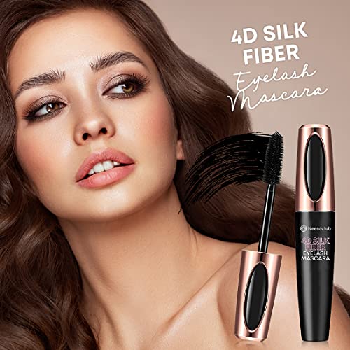 Neenoxtub 4D Silk Fiber Lash Mascara - Waterproof, Lengthening & Thickening (2 Pack) Black