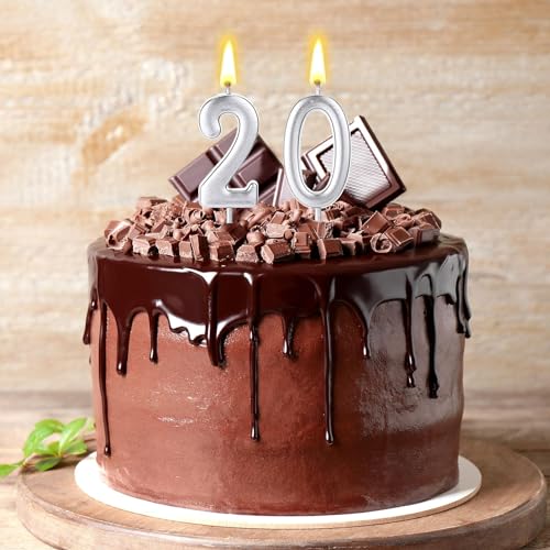 32 Pcs Silver Number Birthday Candles for Cake Decoration
