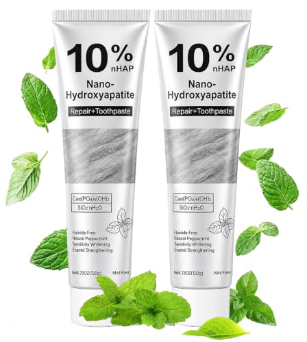 AINEW 10% Nano Hydroxyapatite Toothpaste 2 Pack for Sensitive Teeth - 4.23 Oz Each, Mint Flavor