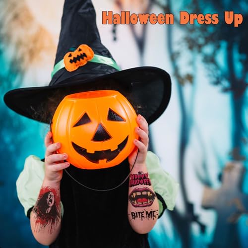 36 Sheets Large Halloween Temporary Tattoos for Kids & Adults - Half Arm Design