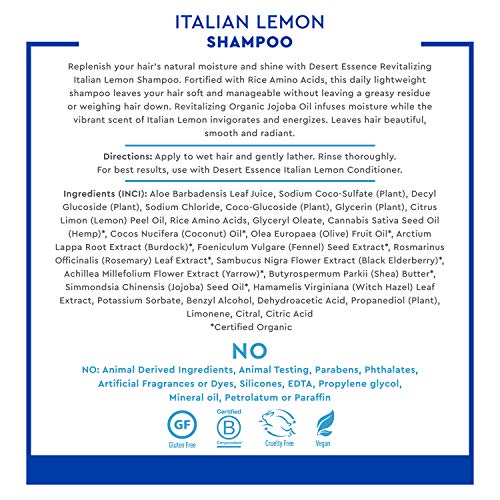 Desert Essence Italian Lemon Clarifying Shampoo with Aloe - 8 fl oz