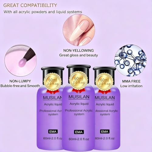 MUSILAN 6oz Acrylic Nail Monomer Liquid for Natural & Extension Nails