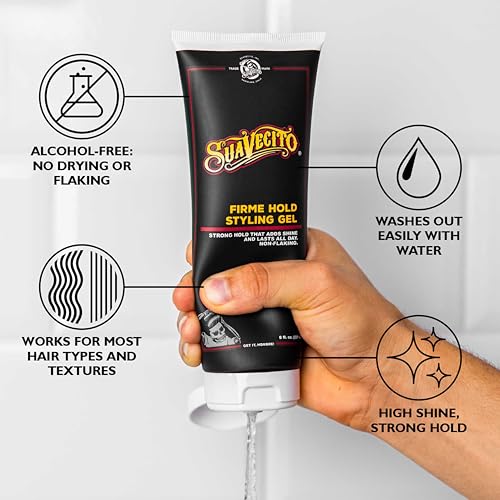 Suavecito Firme Hold Styling Gel 8 oz - Strong Hold, Alcohol-Free
