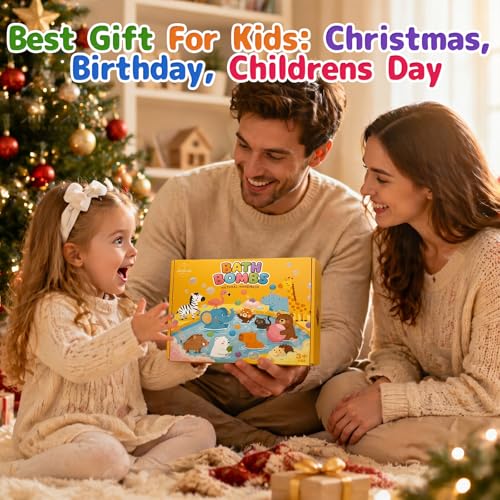 12 Pack Kids Bath Bombs with Surprise Animal Toys - Organic & Safe