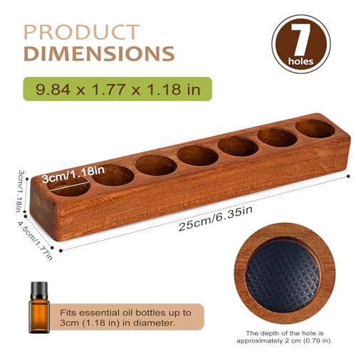 Consnew Reddish-Brown Natural Ebony Wood Essential Oil Holder with 7 Compartments
