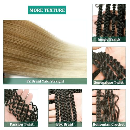 UPruyo 30 Inch Blonde Ombre Braiding Hair Pre-Stretched 8-Pack T27/613
