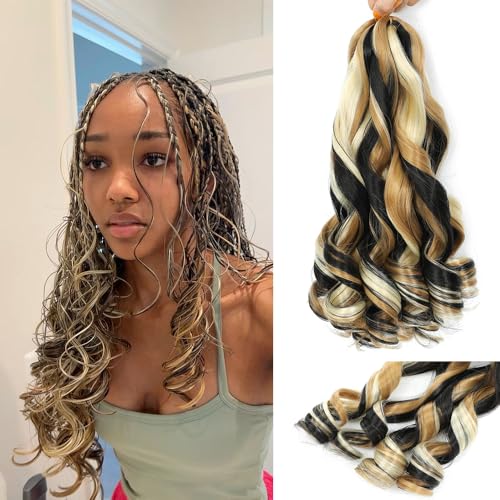 French Curl Braiding Hair,24 Inch Curly Hair 8 Packs Bouncy Crochet