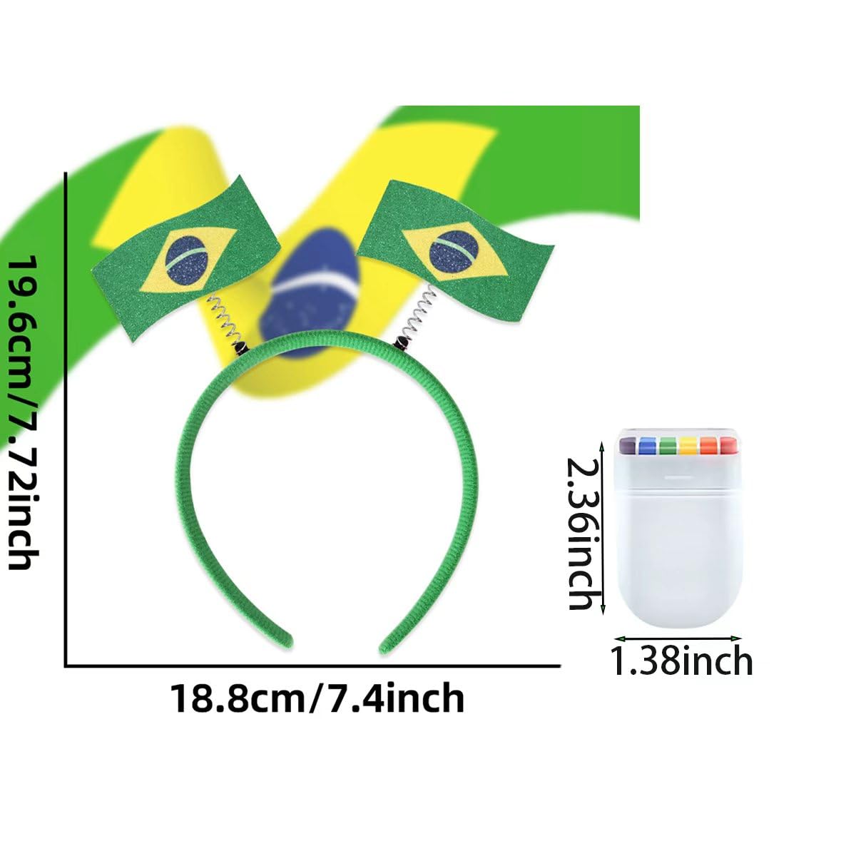 Brazilian flag flag headband and facial painting set Football fan headband for football parties Headwear accessories