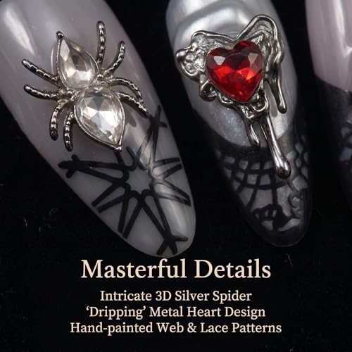 Gothic Punk Press On Nails - Black & Pink Gradient, M/SD315