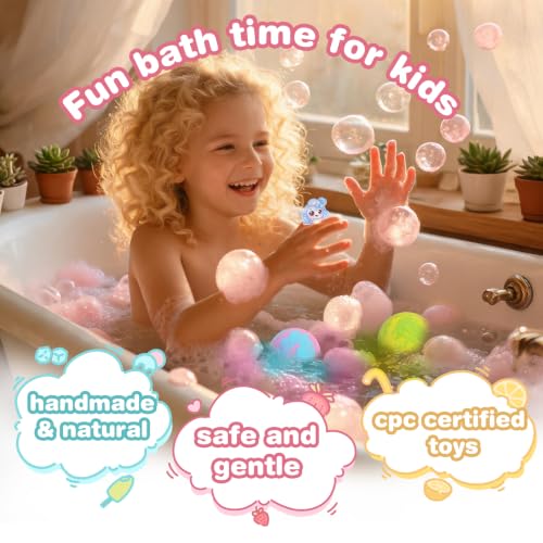 Bath Bombs for Kids with Surprise Toys - 9 Pack Colorful Fizzies