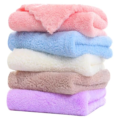 Borsicge Microfiber Washcloths 5-Pack, Ultra-Soft & Quick-Drying
