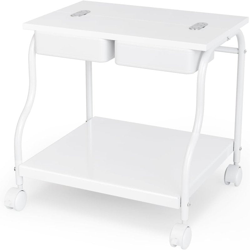 Pedicure Cart - Portable Foot Bath Trolley with Adjustable Stool & Locking Wheels | White