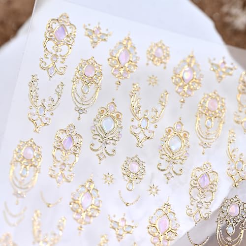5D Gold Gemstone Nail Stickers for Elegant Nail Art Designs