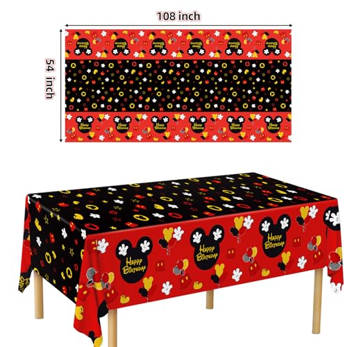 Mouse Theme Tablecloths - 54x108 Inch Disposable Plastic Cover (3PCS)