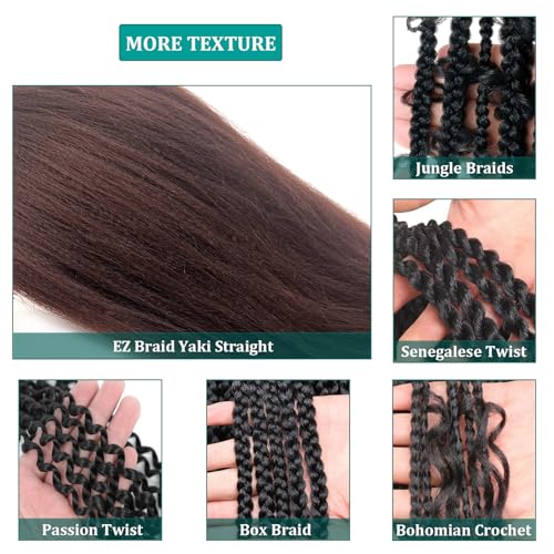 UPruyo Color 33 26-Inch Pre-Stretched Wavy Crochet Braiding Hair Extensions for Boho & Knotless Braid - Pack of 5