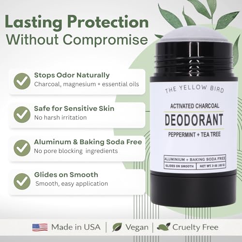 The Yellow Bird Natural Charcoal Deodorant - Aluminum & Baking Soda Free