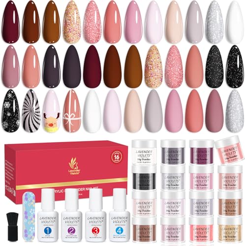 Lavender Violets Baby Pink Dip Powder Nail Kit - 22 Pcs with 16 Colors