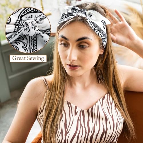STGDAK Style 110 Boho Bow Headbands for Women 6 Pack, Cute Cashew Print