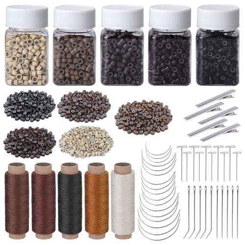 Micro Beads Hair Extension Kit with Sewing Threads & Clips - Style2