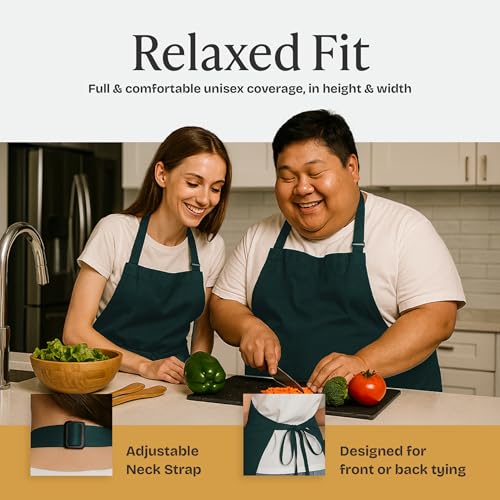 Will Well Unisex Kitchen Apron - 2 Pack, Oil & Water Resistant, 33" x 27"