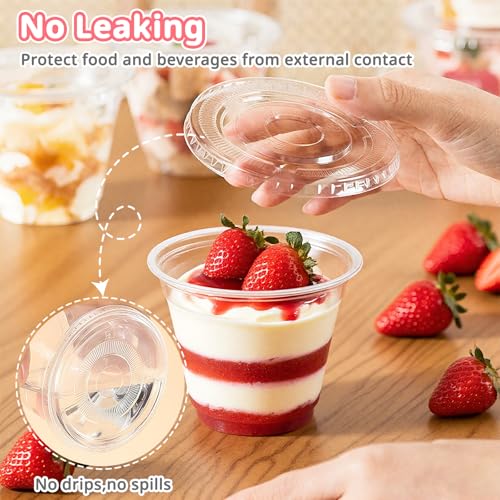 Cayxenful 50-Pack 9oz Disposable Dessert Cups with Lids
