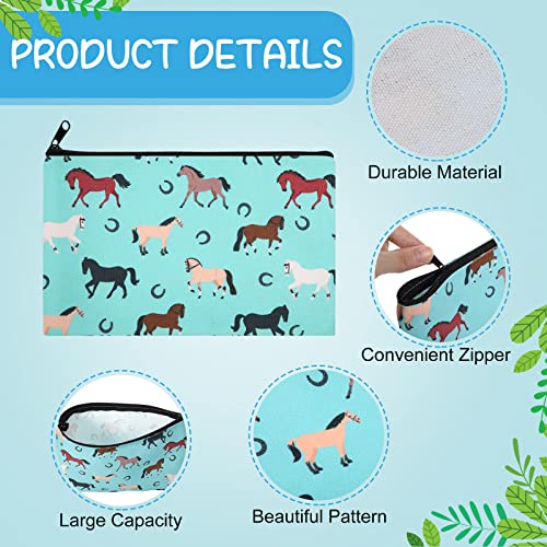 Horse Lover Makeup Bags Set - 6 Cute Canvas Cosmetic Pouches for Women & Teens