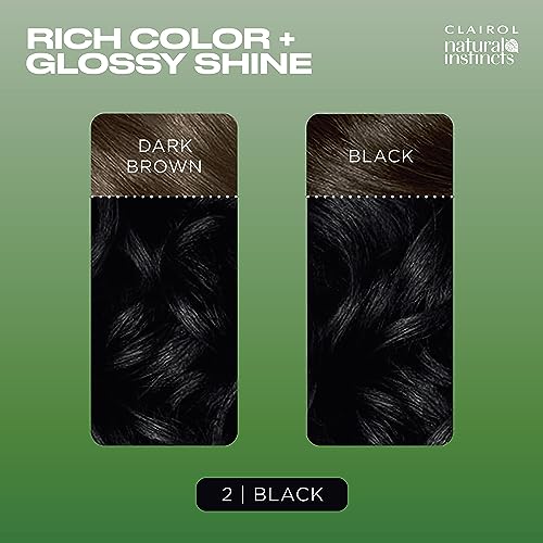 Clairol Natural Instincts Demi-Permanent Hair Dye, 2 Black | Ammonia?Free, Vegan Hair Color with Coconut Oil & Aloe Vera | Pack of 1