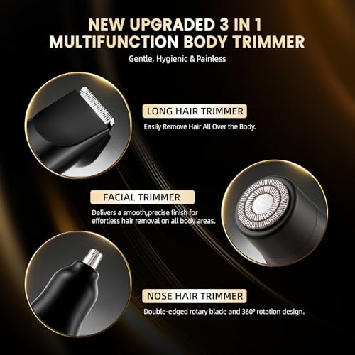 3-in-1 Electric Body Hair Trimmer for Men - Waterproof & USB Rechargeable