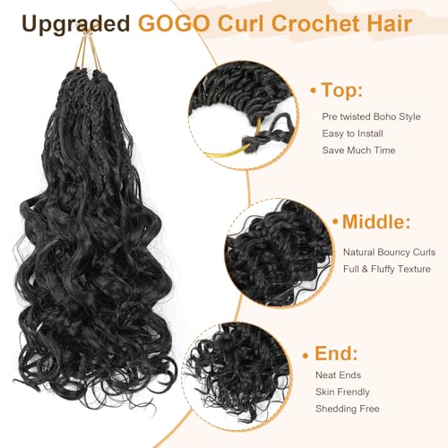 Prelooped GoGo Curl Crochet Hair for Black Women 8 Pack, 8 Inch #1B