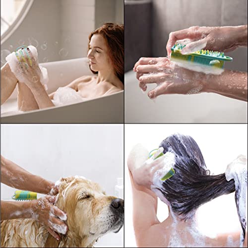 Silicone Body Scrubber & Shampoo Brush 2-in-1 Exfoliating Loofah for Shower