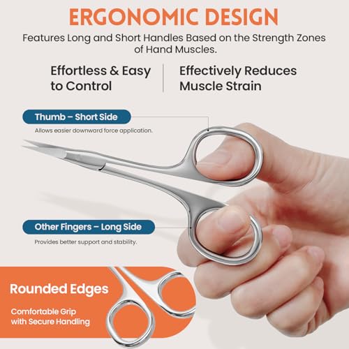 THRAU Right-Handed Surgical-Grade Stainless Steel Cuticle Scissors