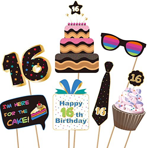 Sweet 16 Photo Booth Props Kit - 40 Premium Birthday Decorations