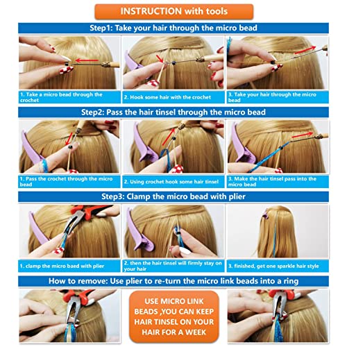 ONROCL Hair Tinsel Kit - 18 Colors, 3600 Strands with Tools & Beads