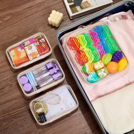 WELPIRT 4-Piece Clear Hard Shell Zipper Pouch Set for Travel and Organization