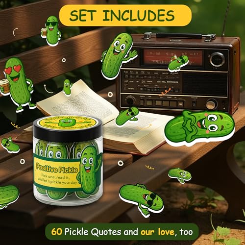60 Positive Pickle Cards Jar - Uplifting Affirmation Gifts