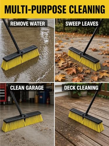 18" Heavy Duty Outdoor Push Broom with 63" Handle