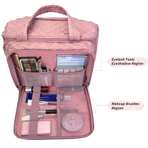 Pink Travel Toiletry Bag for Women, Large Waterproof Cosmetic Organizer with Handle